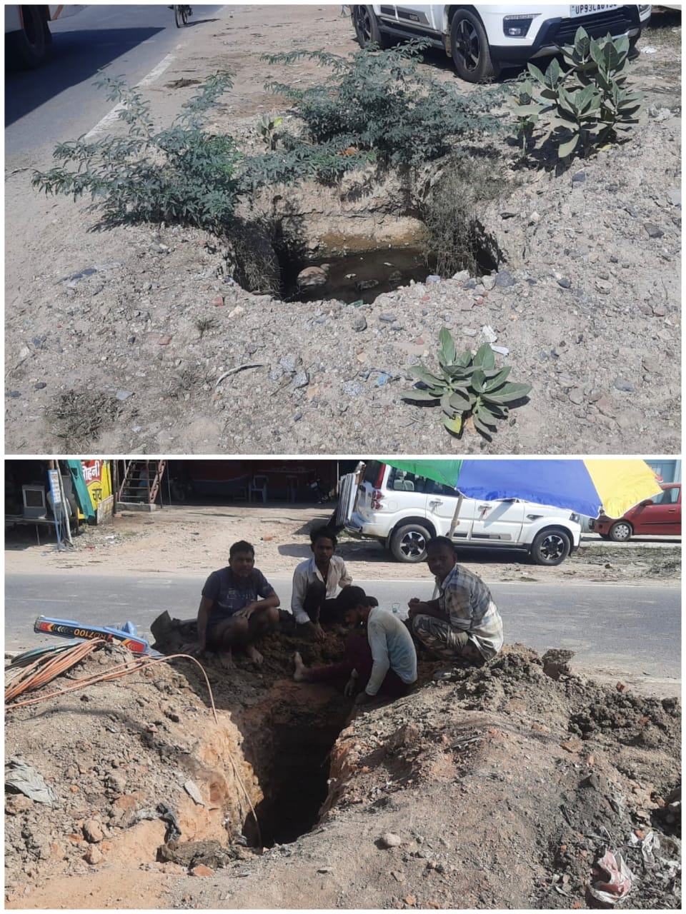6 माह पहले एक नेटवर्क कंपनी के द्वारा सड़क किनारे खोदा गया गड्डा की अभी तक नहीं हुई भरपाई आज फिर खोद दिया उसी के पास दूसरा नया गड्डा।