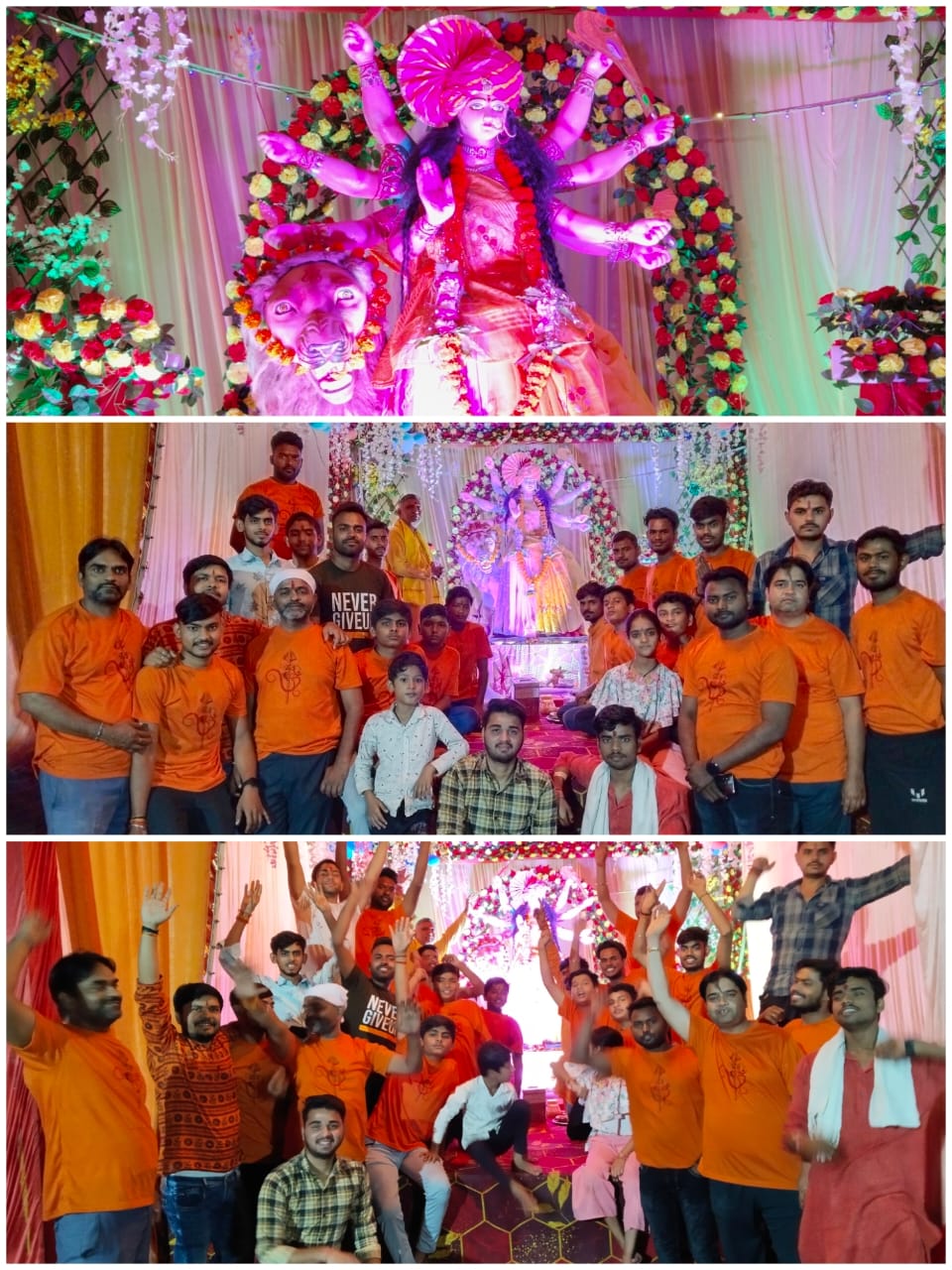 जय माँ शेरावाली समिति महेन्दपुरी में माँ दुर्गा की महाआरती एव भंडारा